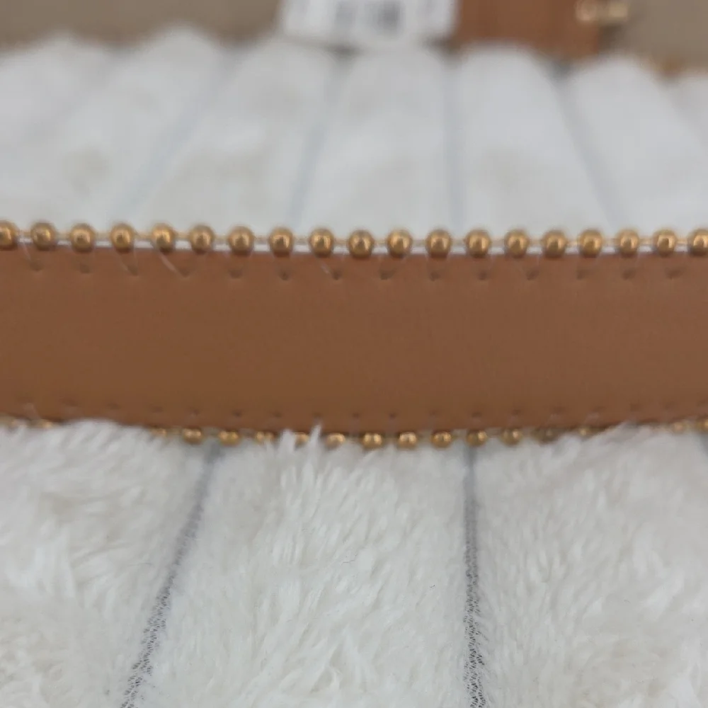 Steve Madden Slim Tan Belt with Gold Hardware